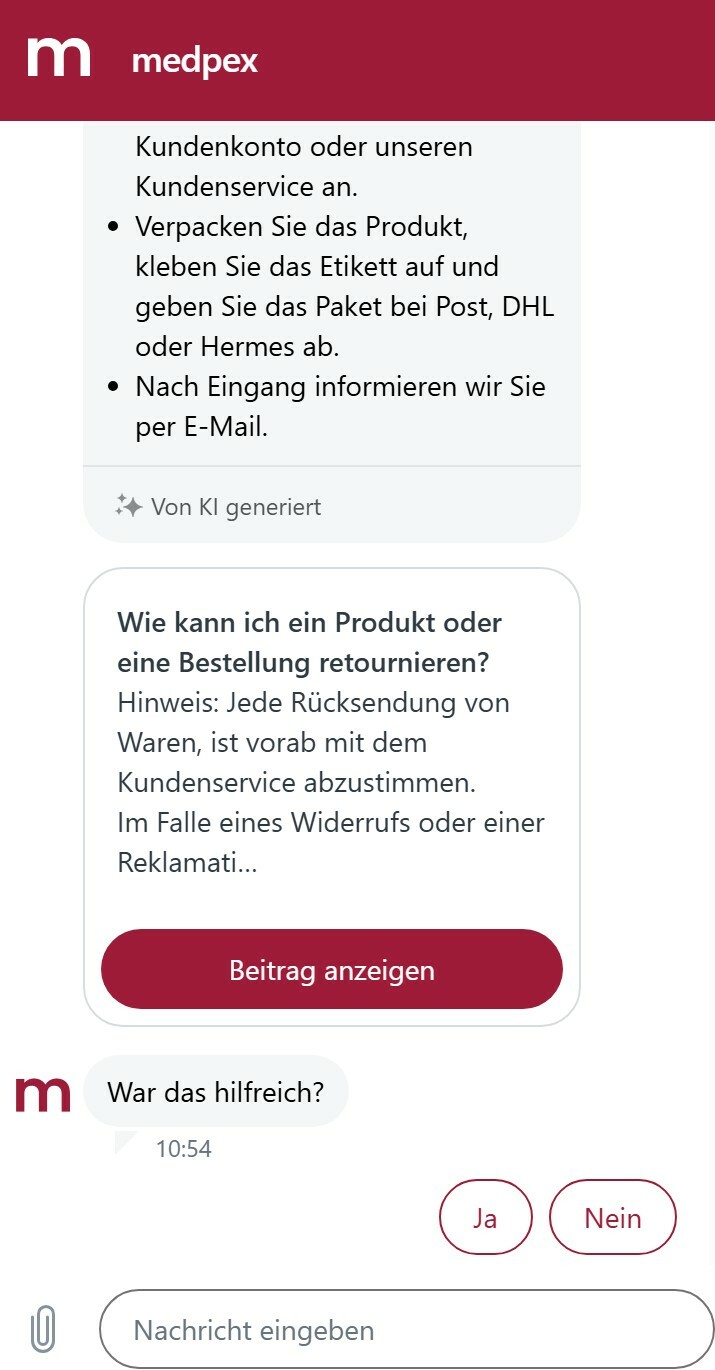 SAI Chatbot Medpex Frage 4 2
